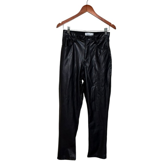 Abercrombie & Fitch 90’s straight ultra high rise faux leather pants curve love - Picture 4 of 6